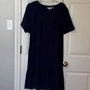 Chico's Navy Ruffle Hem Midi Dress